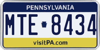 PA license plate MTE8434