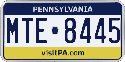 PA license plate MTE8445