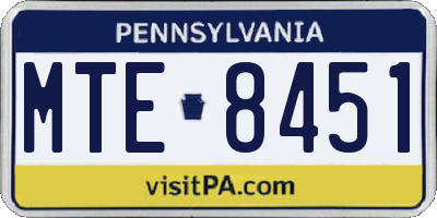 PA license plate MTE8451
