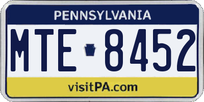 PA license plate MTE8452