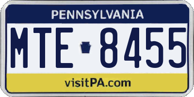 PA license plate MTE8455