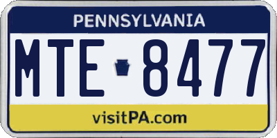 PA license plate MTE8477