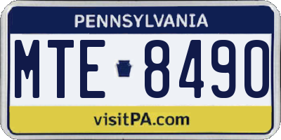PA license plate MTE8490