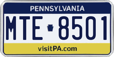 PA license plate MTE8501