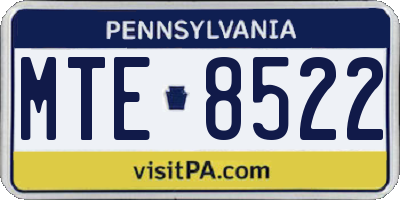 PA license plate MTE8522