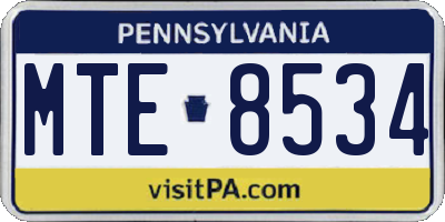 PA license plate MTE8534