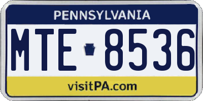 PA license plate MTE8536