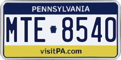 PA license plate MTE8540