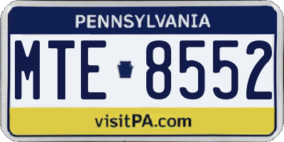 PA license plate MTE8552