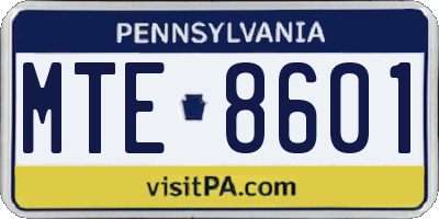 PA license plate MTE8601