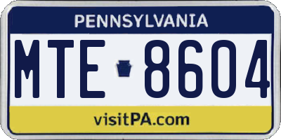 PA license plate MTE8604