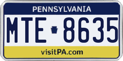 PA license plate MTE8635