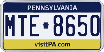 PA license plate MTE8650
