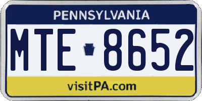 PA license plate MTE8652