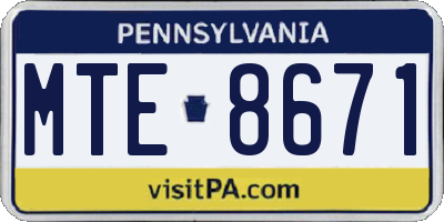 PA license plate MTE8671
