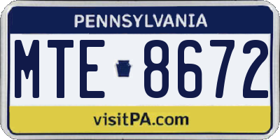 PA license plate MTE8672