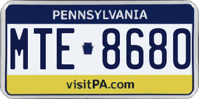 PA license plate MTE8680