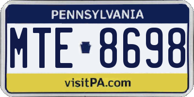 PA license plate MTE8698