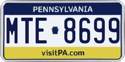 PA license plate MTE8699