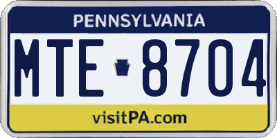 PA license plate MTE8704