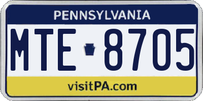 PA license plate MTE8705