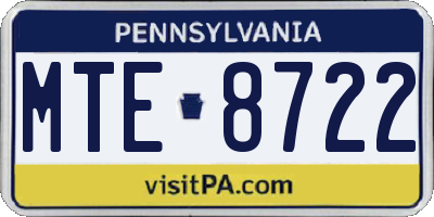 PA license plate MTE8722