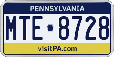 PA license plate MTE8728