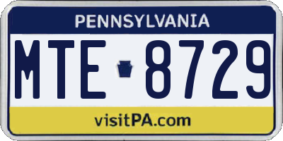 PA license plate MTE8729