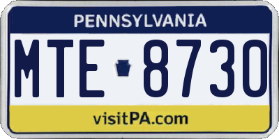 PA license plate MTE8730