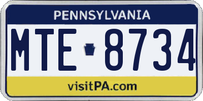 PA license plate MTE8734