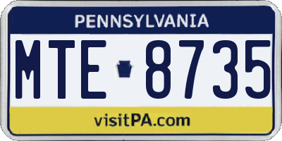 PA license plate MTE8735