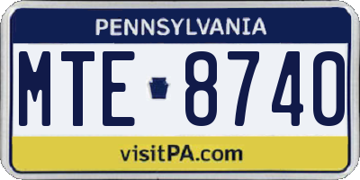 PA license plate MTE8740