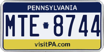 PA license plate MTE8744