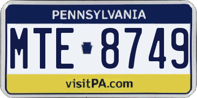 PA license plate MTE8749