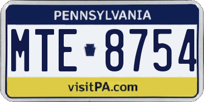 PA license plate MTE8754