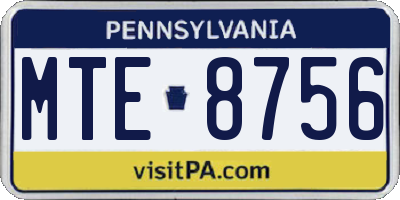 PA license plate MTE8756