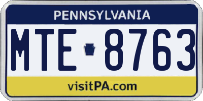 PA license plate MTE8763