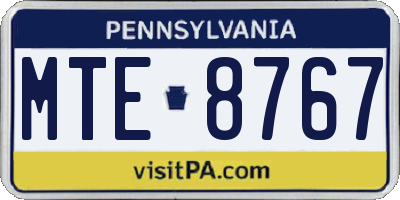 PA license plate MTE8767