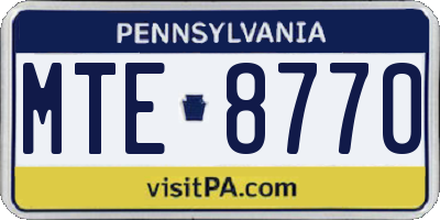 PA license plate MTE8770