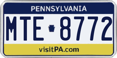PA license plate MTE8772