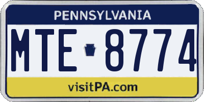PA license plate MTE8774