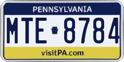 PA license plate MTE8784