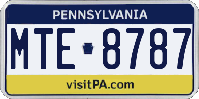 PA license plate MTE8787