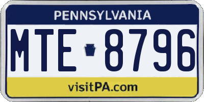 PA license plate MTE8796