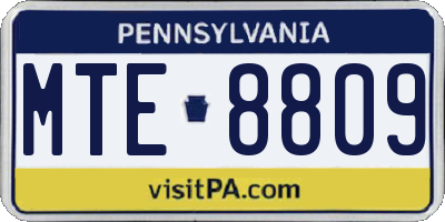 PA license plate MTE8809
