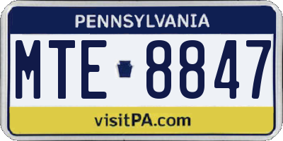 PA license plate MTE8847