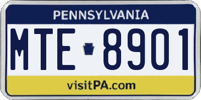 PA license plate MTE8901