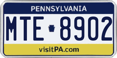 PA license plate MTE8902