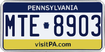 PA license plate MTE8903