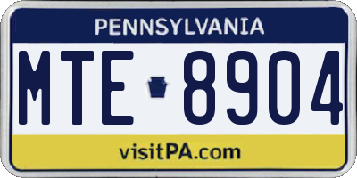 PA license plate MTE8904